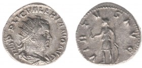Valerianus I (253-260) - AR Antoninianus (Viminacium, 3.37 g) - IMP P LIC VALERIANO AVG Radiate, draped and cuirassed bust right / VIRTVS AVG Virtus s...
