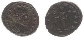 Quintillus (270) - AE Antoninianus (Mediolanum, 3.47 g) - IMP QVINTILLVS AVG Radiate, draped and cuirassed bust right / CONCORD EXER Concordia standin...