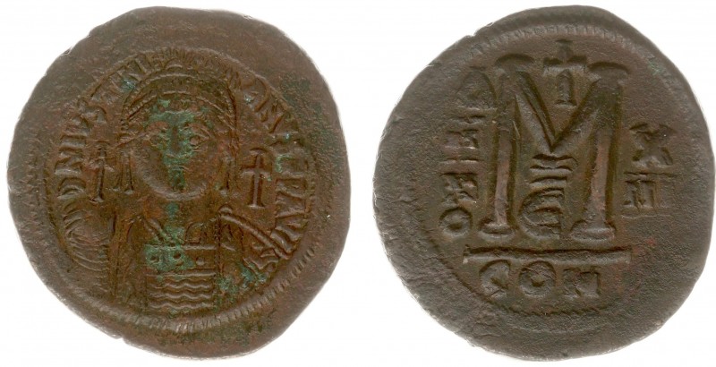 Justinianus I (527-565) - AE Follis (Constantinople, year13 = AD 539-540, 22.51 ...