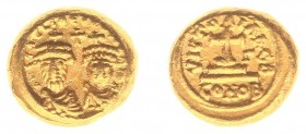 Heraclius (610-641) - With Heraclius Constantine - AV Solidus (Carthage AD 628-629, 4.46 g) - Crowned, draped and cuirassed busts of Heraclius and Her...