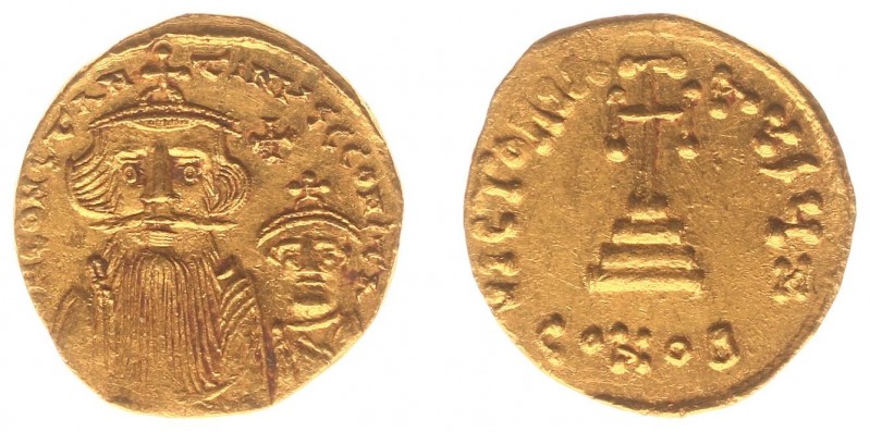Constans II (641-668) - With Constantine IV - AV Solidus (Constantinople, 4.41 g...
