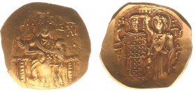 Johannes III Ducas (1222-1254) - Empire of Nicaea - AV Hyperpyron (Magnesia, 4.3good VF7 g) - Christ Pantokrator seated facing on throne, cross to rig...