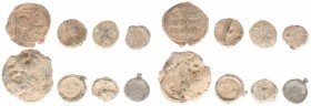 Leads and seals - Lot of 2 Byzantine (11-12th centuty) and 6 modern lead seals