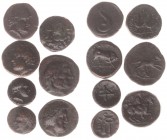 Greek / Hellenistic coinage - A small specialized collection of bronze coins of Thessaly: 2 x Chalkous (Peuma, Skiathos), 7 x Dichalkon (Atrax, Homoli...
