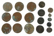 Greek / Hellenistic coinage - A small lot of Roman Greek bronze coins: 9 large bronzes (time of Gordianus III) and 9 other pieces, nice for study, sev...