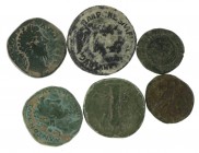 Greek / Hellenistic coinage - Lot with 6 x AE Roman coin incl. 3 Sestertii (Antoninus Pius and 2 x Marcus Aurelius), an AE Provincial etc. - avg. grad...