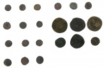 Greek / Hellenistic coinage - A small lot with ancient bronze coins: 2 x Roman Sestertius (Faustibna Mater + Crispina), 2 Roman Tetradrachms of Alexan...