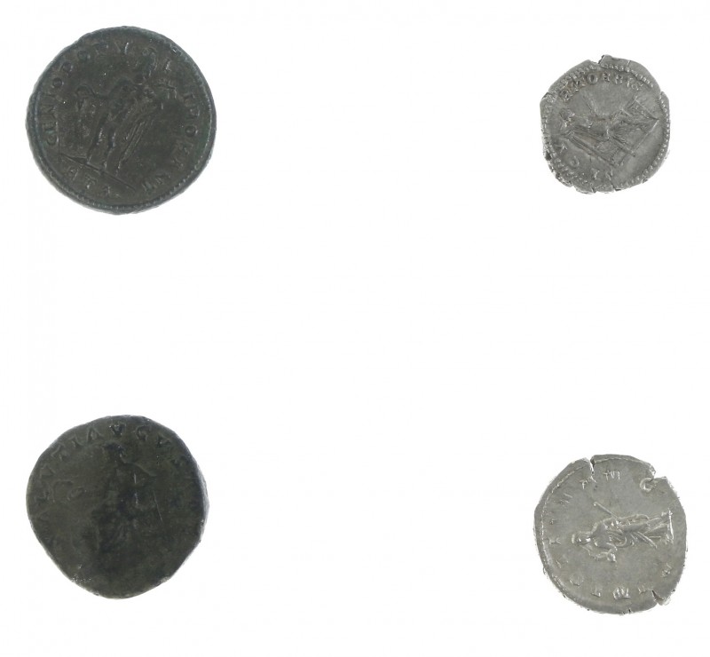 Roman coinage - A small lot with Roman coins: a Follis of Constantius II (GENIO ...