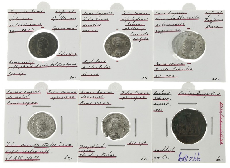 Roman coinage - A small lot of Roman women on Denarii: 3 x Julia Domna, Herennia...