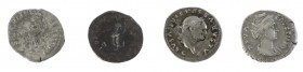 Roman coinage - A small lot with Roman Denarii: Nerva, Diva Faustina Mater, Julia Maesa and Vespasianus - totally 4 coins in avg. a.VF