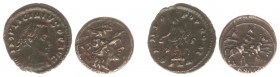 Roman coinage - A very small lot of 2 coins: a Follis of Licinius (Genio Pop Rom, Londinium, RIC 3, VF+) and an AR Roman Republican Drachm (Dioscuroi ...