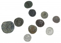 Roman coinage - A small collection of ancient coinage including 3 Antoniniani (Traianus Decius, Postumus and Gallienus, 2 Folles (Theodosius I and Max...