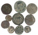 Roman coinage - A lot with 7 Roman Greek coins including Gordianus III (Antioch with she-wolf), Augustus, etc., 1 Ptolemaic AE30, a Follis of Aelia Fl...