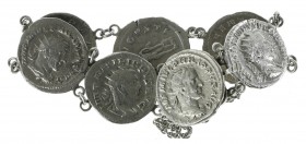 Roman coinage - A bracelet, made of 7 Roman Antoniniani (4 x Philippus I Arabs, including with rev. elephant and 3 x Gordianus Pius III), the coins so...