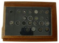 Roman coinage - Lot of mostly Roman copper coins in small display cabinet