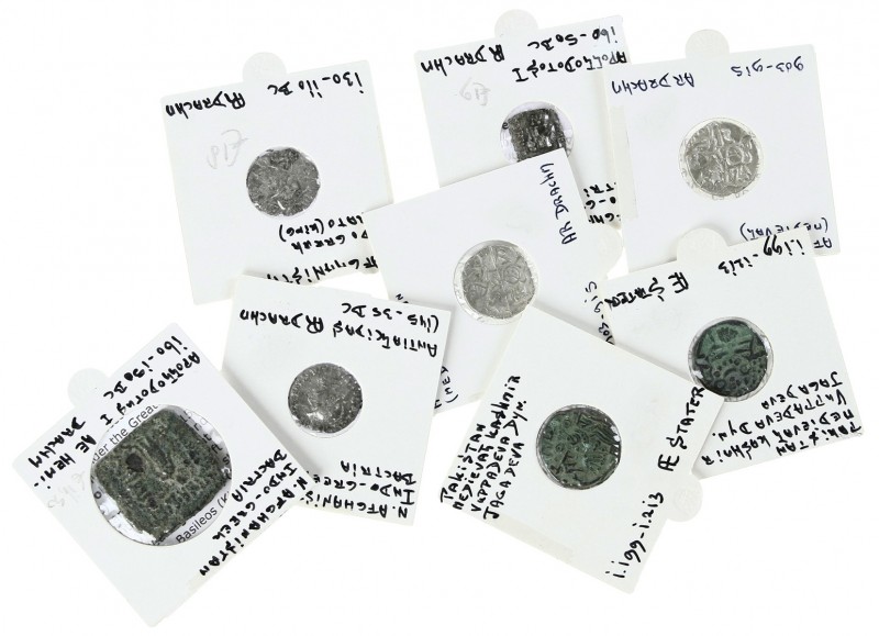 Eastern coinage - A lot with old coins of Afghanistan (Bactria, 5 silver Drachms...