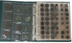 Miscellaneous - A small collection of mainly ancient bronze coins: c. 18 AE Byzantine (half)Folles (several emperors), almost 50 Roman small Folles an...