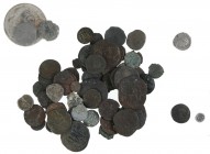 Miscellaneous - A lot with appr. 65 bronze mainly ancient coins, mainly Roman but also some Byzantine, all lower grades and founds, also a nicer Folli...