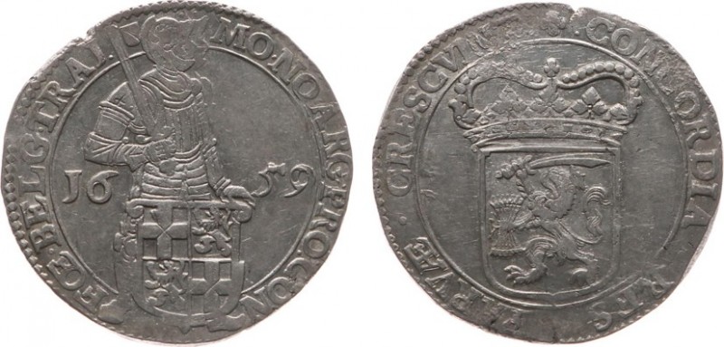 Utrecht Provincie (1581-1795) - Zilveren Dukaat 1659 met binnencirkels op VZ en ...