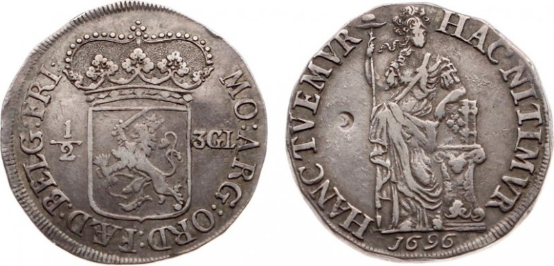 Friesland Provincie (1581-1795) - 1/2 3 Gulden 1696 met onbekende KLOP/INSTEMPEL...