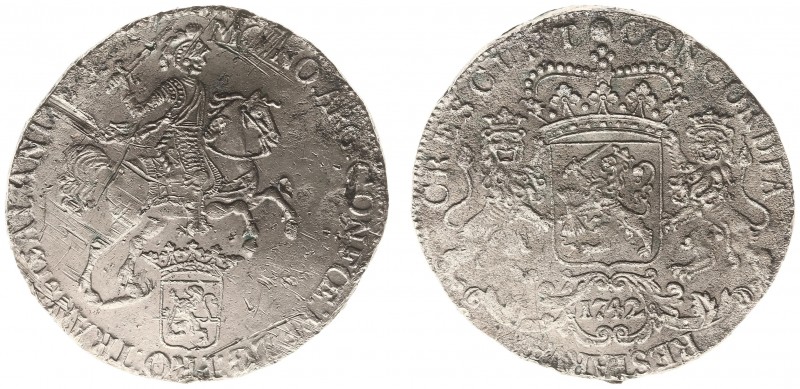 Overijssel Provincie (1581-1795) - Zilveren Rijder 1742 mmt. Kraanvogel en zonde...