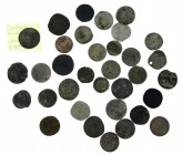 Doosje munten Provinciaal zilver met vnl. Rijder-, Scheepjes-, Pauw-, Snaphaanschellingen, etc. - wisselende kwaliteit - Totaal ca. 34 ex.