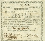 Netherlands - Assignaat Gouda - Stedelijk recepis van 1½ stuiver 1795 – gedrukt in zwart met sierrand en jaartal 1795 (PL445.1 / P. B60, Kolsky 92b) –...