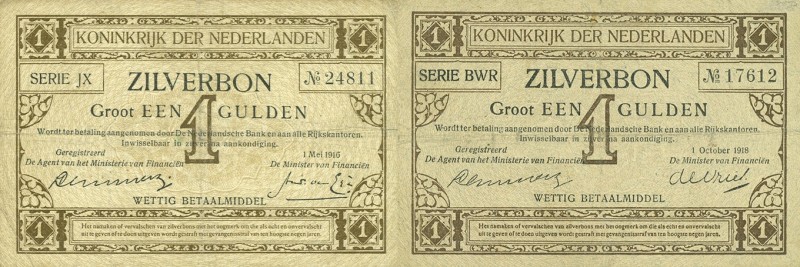 Netherlands - 1 Gulden 1916 Zilverbon (Mev. 02-1b / AV 2.1b) 1.5.1916 + 1 Gulden...