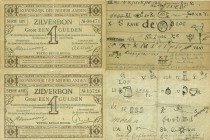 Netherlands - 1 Gulden 1917 Zilverbon (Mev. 02-2b / AV 2.2b) + 1 Gulden 1918 Zilverbon (Mev. 02-3 / AV 2.3) - normaal gesproken met blanco keerzijde m...