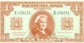 Netherlands - 1 Gulden 1945 Muntbiljet (Mev. 06-1aa / AV 6.1a.2) - serie X - UNC