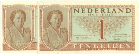 Netherlands - 1 Gulden 1949 Muntbiljet (Mev. 07-1a / AV 7.1a.1) - 1e cijfertype - UNC / Totaal 2 stuks