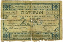 Netherlands - 2½ Gulden 1915 Zilverbon (Mev. 11-3a / AV 9.3a) - serie AAZ (1.8.1917) - G/ZG met scheurtjes - met achterop tekst in inkt waaronder het ...