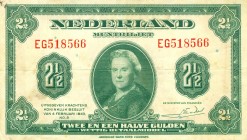 Netherlands - 2½ Gulden 1943 Muntbiljet (Mev. 14-1 / AV 12.1 / PL15.b) - schaarse serie EG - ZF-