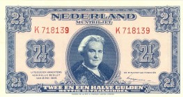 Netherlands - 2½ Gulden 1945 Muntbiljet (Mev. 15-1a / AV 13.1a.1) - UNC-