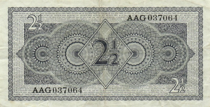 Netherlands - 2½ Gulden 1949 Muntbiljet - 3 letters 6 cijfers - (Mev. 16-1a / AV...