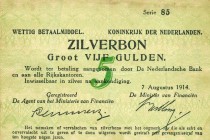 Netherlands - 5 Gulden 1914 Zilverbon serie 34 (Mev. 21-1b /AV 16.1b) - serie 85 - F/ZF
