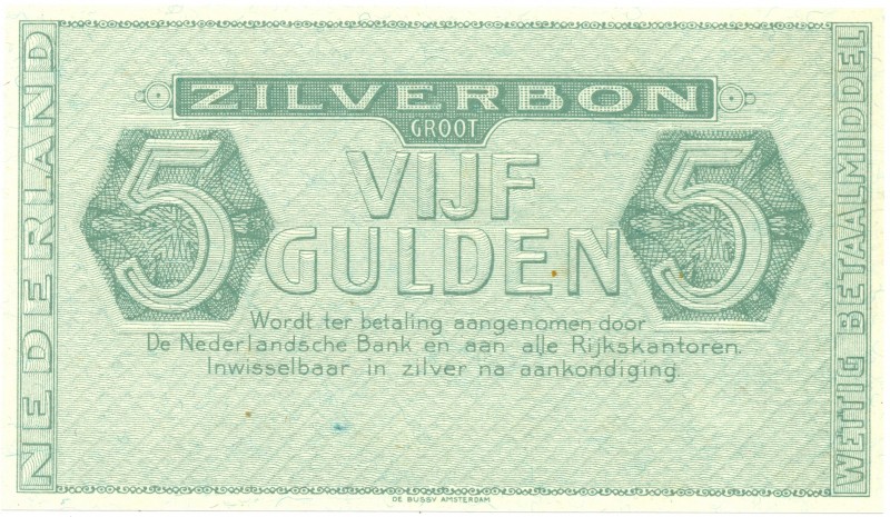 Netherlands - 5 gulden 1944 Zilverbon Proof (Mev. 22-1 / PL21.p1) - zonder serie...