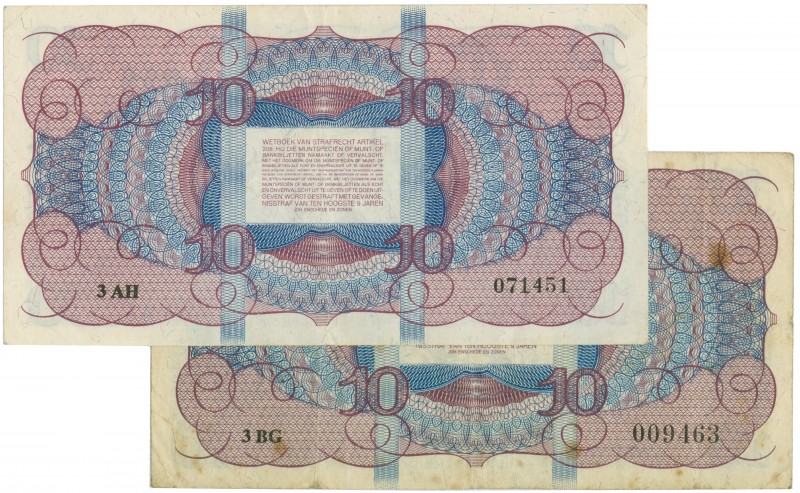 Netherlands - 10 Gulden 1945 I Lieftinck (Mev. 45-1a + 45-1b / AV 34.1a + 34.1b)...