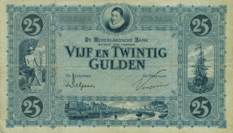 Netherlands - 25 Gulden 1927 Willem van Oranje (Mev. 74-1 / AV 47A.1) - ZF-