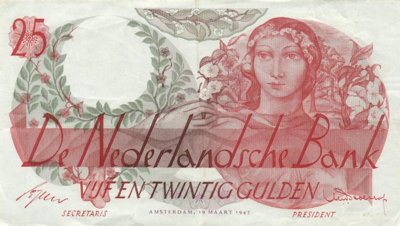 Netherlands - 25 Gulden 1947 Flora (Mev. 81-1 / AV 53.1) - ZF+ / stevig papier m...