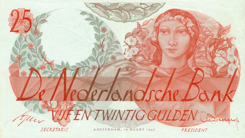 Netherlands - 25 Gulden 1947 Flora (Mev. 81-1 / AV 53.1) - PR+ / mooie frisse dr...