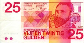 Netherlands - 25 Gulden 1971 Sweelinck met 10 cijfers (Mev. 84-1 / AV 56.1b.2) - MISDRUK / leuke VERSNIJDING naar rechts waardoor portret verschuift e...