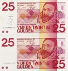 Netherlands - 25 Gulden 1971 Sweelinck met 10 cijfers (Mev. 84-1) - MISDRUK - 2x extra serienummer op de voorzijde in spiegelbeeld - FR / Totaal 2 stu...