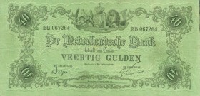 Netherlands - 40 Gulden 1860 model Reliëfrand (Mev. 91-10b / AV 59.9b) - 30 november 1921 - Handtekeningen Delprat / Vissering - # BG 067264 - ZF