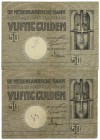 Netherlands - 50 Gulden 1929 Minerva (Mev. 96-1a + 1b / AV 64.1a + 1b) - iets graffiti - 2 stuks in F/ZF