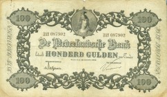 Netherlands - 100 Gulden 1860 model Reliëfrand (Mev. 114-10 / AV 78.10b.1) - 28 september 1920 - Handtekeningen Delprat-Vissering, met serienummer in ...