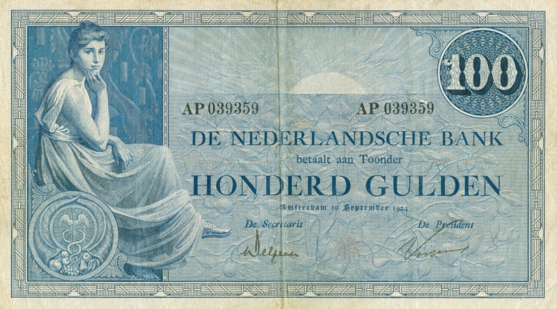 Netherlands - 100 Gulden 1921 Grietje Seel (Mev. 116-2 / AV 80.1b.2) - FR+