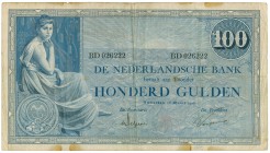 Netherlands - 100 Gulden 1921 Grietje Seel (Mev. 116-3a / AV 80.1b.3) - Serie BD - bruine vlekjes - F/ZF