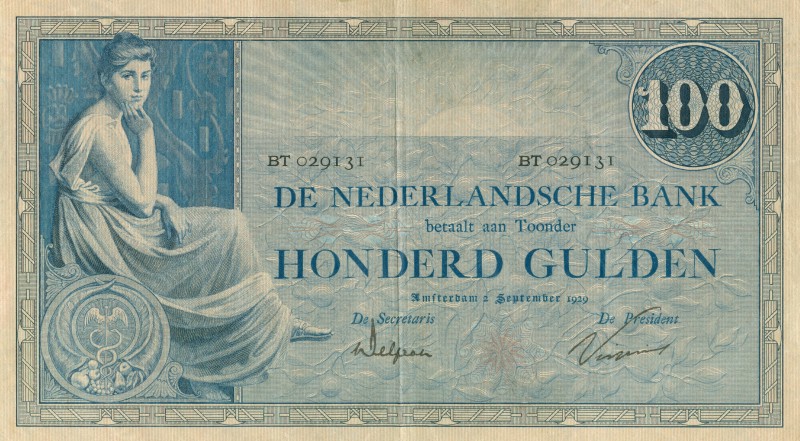 Netherlands - 100 Gulden 1921 Grietje Seel (Mev. 116-3b / AV 80.1b.5.2) - serie ...