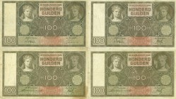 Netherlands - 100 Gulden 1930 Vrouwenkop/Luitspelende vrouw (Mev. 117-1 / AV 81.1 (2x) + Mev. 117-3 / AV 81.3a+b (2x) - Totaal 4 stuks FR - F/ZF